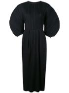 Jil Sander Puffed Sleeves Pleated Dress - Black