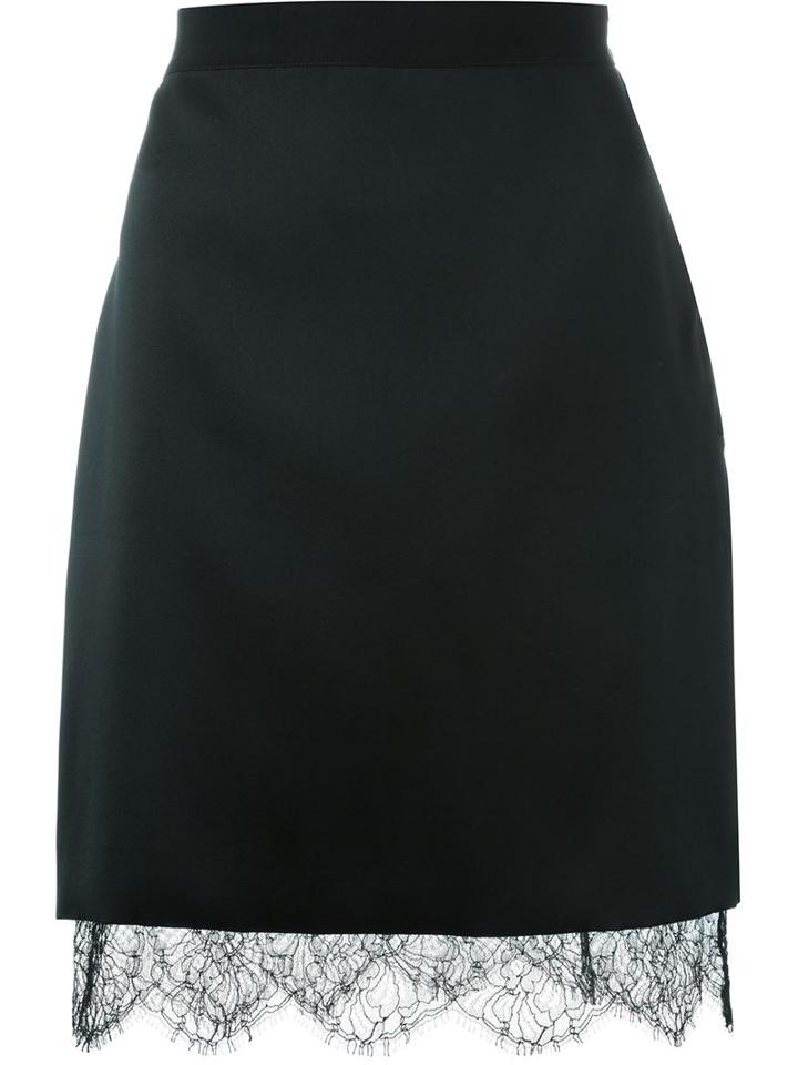 Lanvin Lace Hem Pencil Skirt, Women's, Size: 40, Black, Silk/viscose/polyester