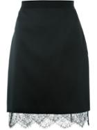 Lanvin Lace Hem Pencil Skirt, Women's, Size: 40, Black, Silk/viscose/polyester