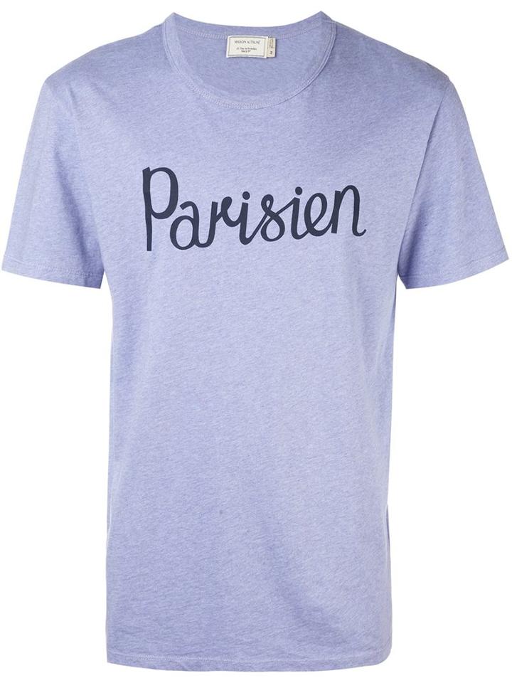 Maison Kitsuné 'parisien' T-shirt, Men's, Size: Medium, Pink/purple, Cotton