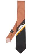Fendi Logo Colour-block Tie - Brown
