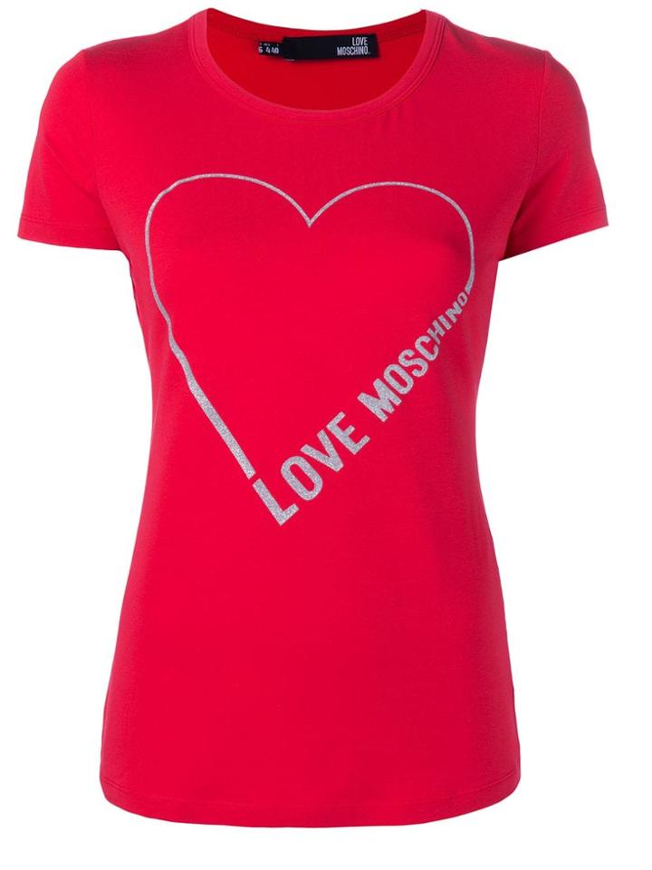 Love Moschino Logo Heart Print T-shirt - Red