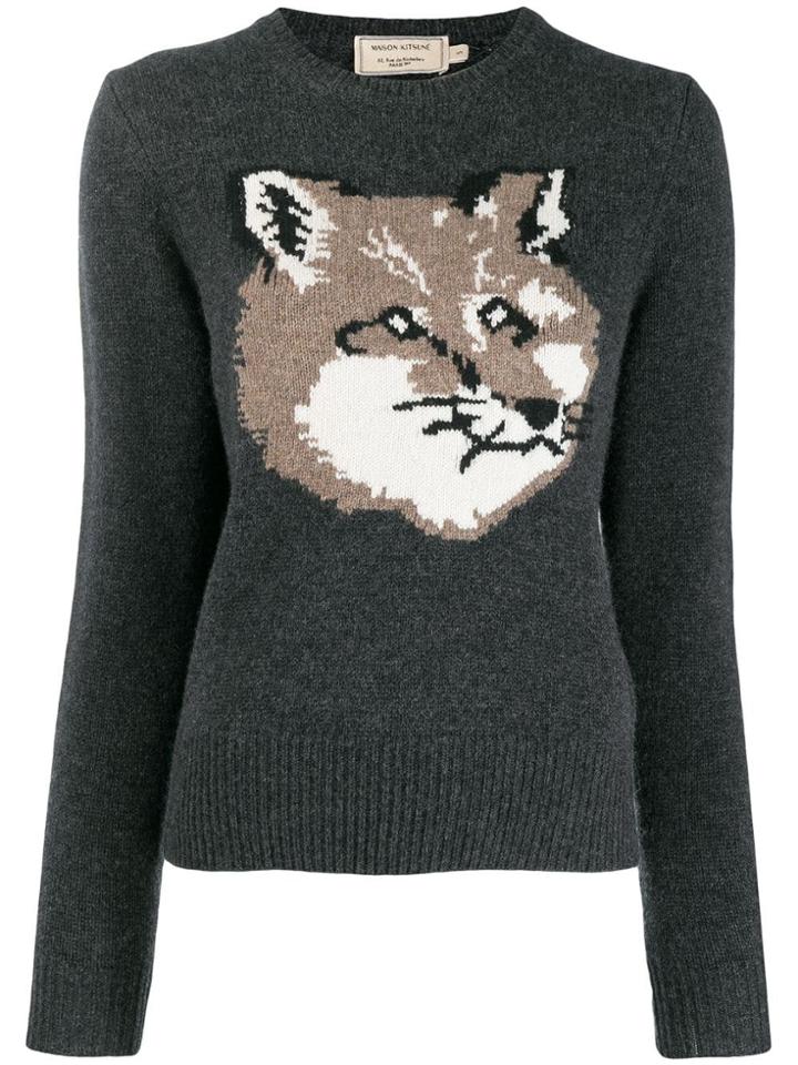 Maison Kitsuné Fox Knitted Sweater - Grey