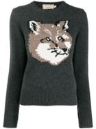 Maison Kitsuné Fox Knitted Sweater - Grey