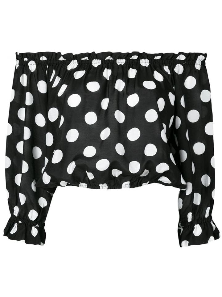 Rixo Polka Dot Off-the-shoulder Blouse - Black