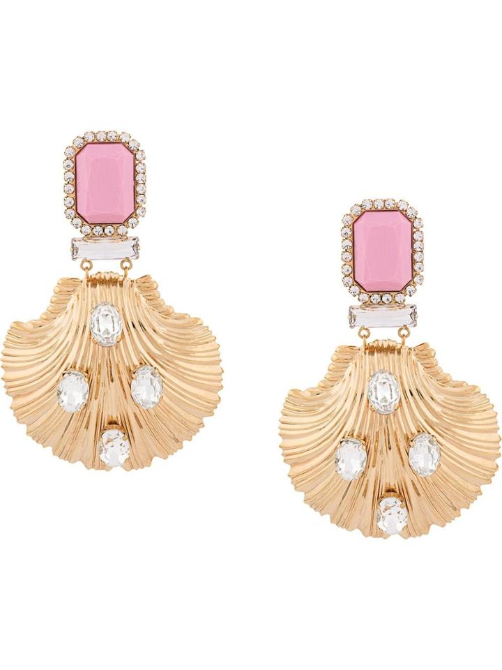 Alessandra Rich Oversized Shell Earrings - Gold