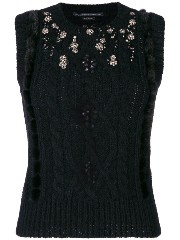 Ermanno Scervino Gem Embellished Sleeveless Sweater - Black