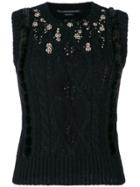 Ermanno Scervino Gem Embellished Sleeveless Sweater - Black