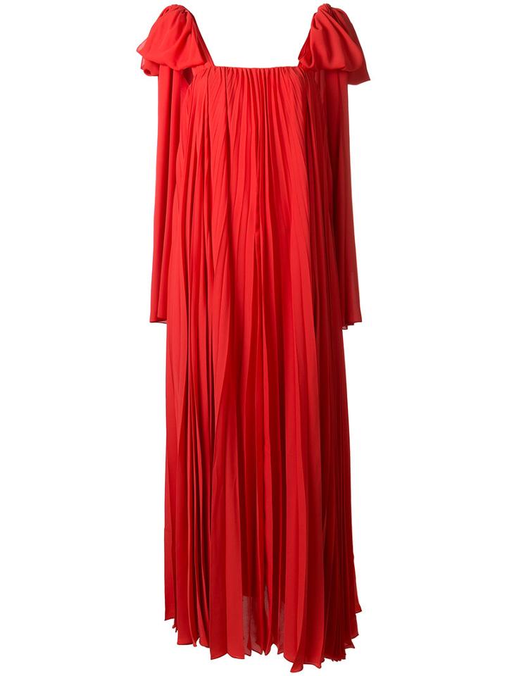 Elie Saab Tied Strap Pleated Dress, Women's, Size: 40, Red, Polyester
