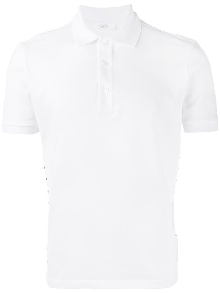 Valentino Studded Polo Shirt, Men's, Size: Xl, White, Cotton