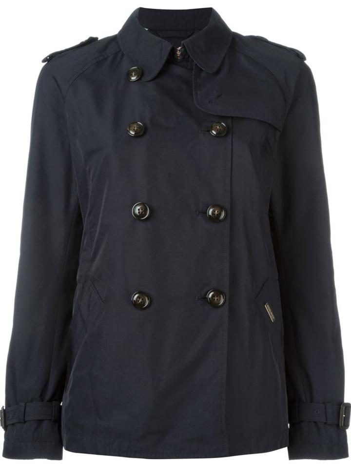 Woolrich Cropped Trench Coat, Women's, Size: S, Blue, Polyester/polyamide
