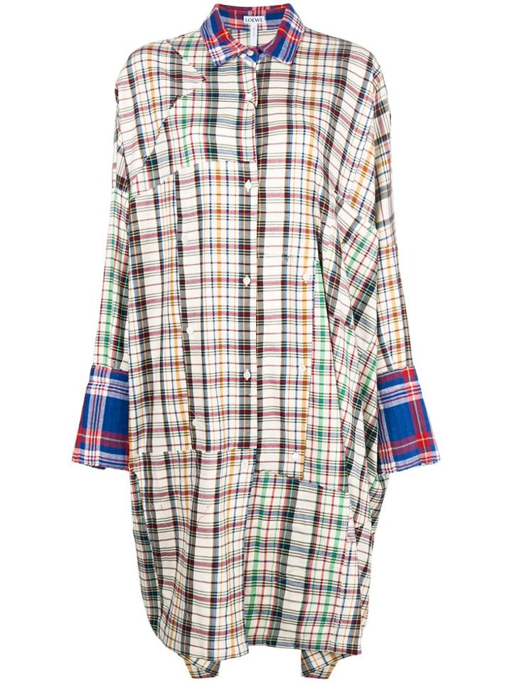 Loewe Oversized Plaid Dress - Nude & Neutrals