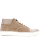 Lanvin Contrasting Toe Cap Hi-top Sneakers, Men's, Size: 7, Nude/neutrals, Calf Leather/suede/rubber/leather