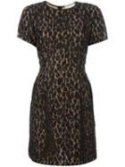 Michael Michael Kors Leopard Lace Shortsleeved Dress, Women's, Size: 4, Black, Polyester/nylon/metallic Fibre