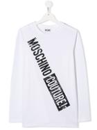 Moschino Kids Teen Sequinned Logo Top - White