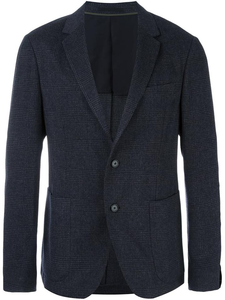 Z Zegna Plaid Single Breasted Blazer, Men's, Size: 52, Grey, Polyamide/cupro/wool