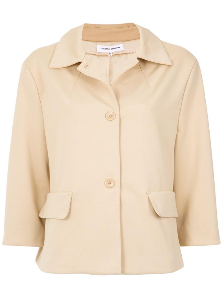 Gloria Coelho Cropped Sleeves Coat - Nude & Neutrals