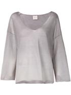 Fine Edge Loose Fit Jersey Top - Grey