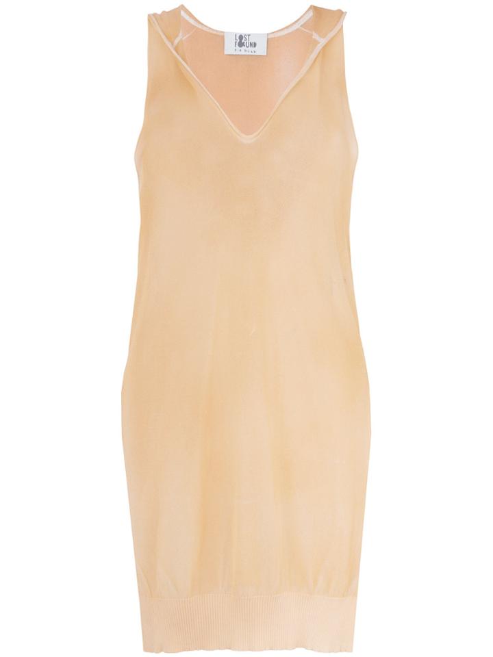 Lost & Found Ria Dunn Sheer Hooded Knitted Top - Nude & Neutrals