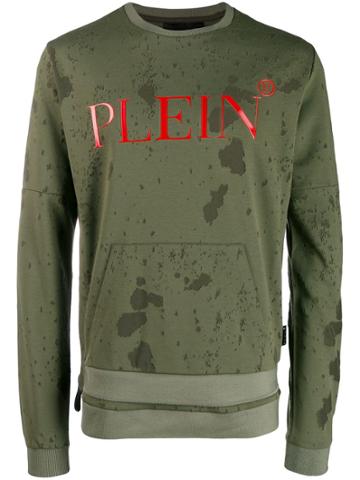 Philipp Plein Distressed Logo Print Sweatshirt - Green