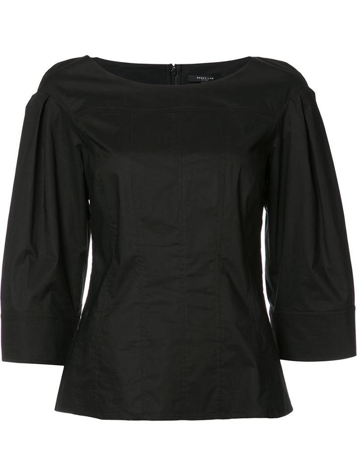 Derek Lam Balloon Sleeves Blouse, Women's, Size: 40, Black, Cotton/spandex/elastane