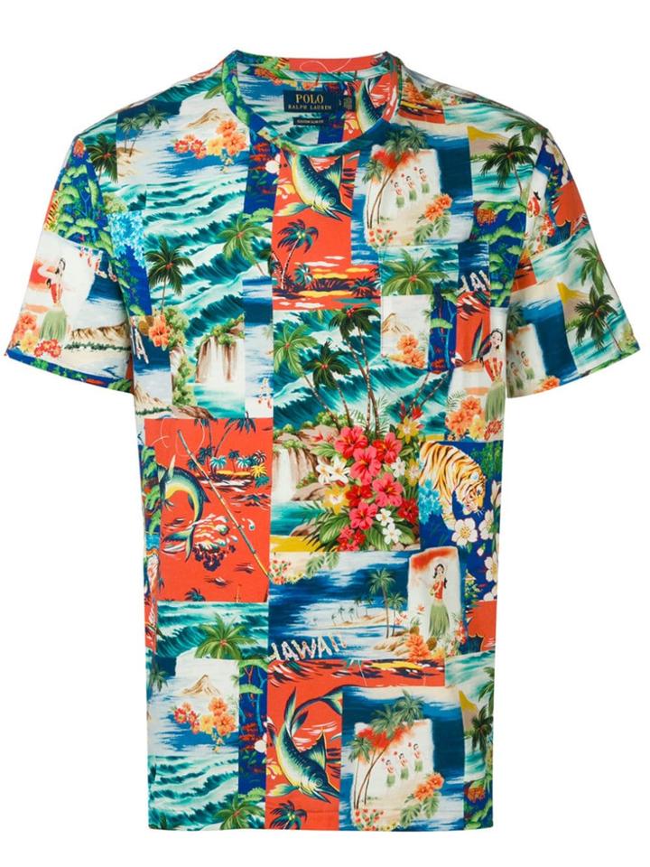 Polo Ralph Lauren T-shirt With Multiple Prints - Blue