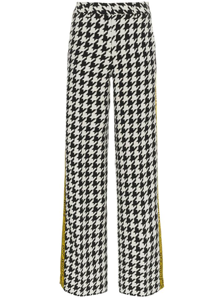 Off-white High Waisted Virgin Wool Blend Check Side Stripe Trousers -