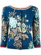 Twin-set Embellished Floral Cardigan, Women's, Size: Xxl, Blue, Cotton/viscose