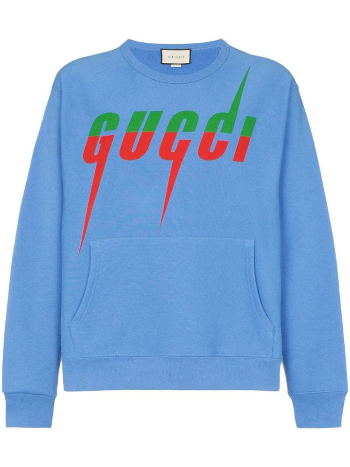 Gucci Blade Logo Print Sweatshirt - Blue
