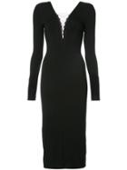 T By Alexander Wang Long-sleeved Lace-up Dress - Black