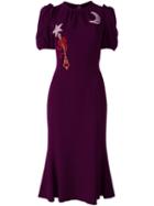Dolce & Gabbana Magic Wand Appliqué Dress, Women's, Size: 42, Pink/purple, Viscose/acetate/spandex/elastane/silk