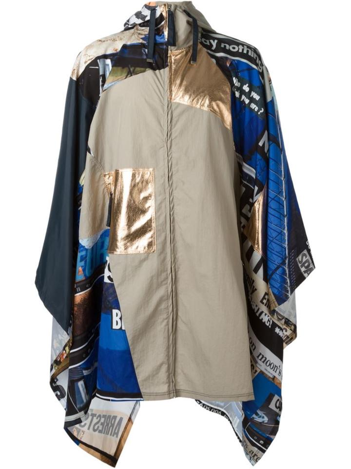 Blood Brother Asymmetric Patchwork Coat, Men's, Nude/neutrals, Nylon