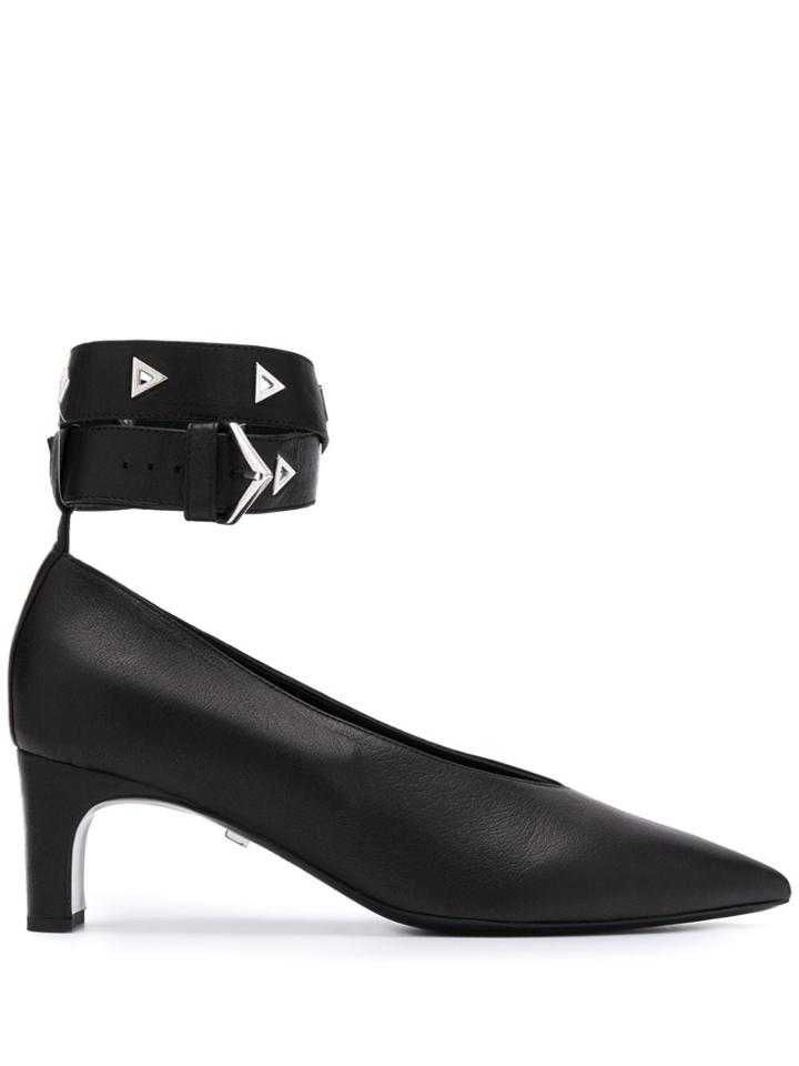 Grey Mer Studded Ankle Strap Pumps - Black