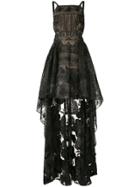 Marchesa Notte High-low Rose Lace Dress - Black