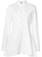Josie Natori Embroidered Peplum Shirt, Women's, Size: Xs, White, Cotton/spandex/elastane