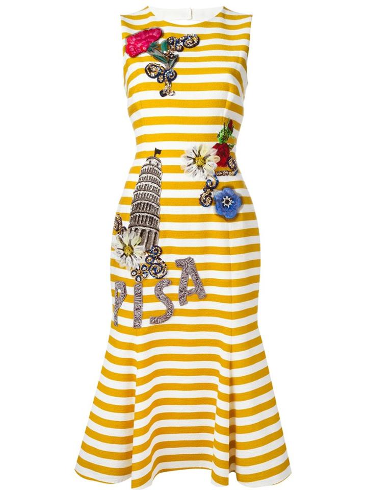 Dolce & Gabbana Embellished Striped Dress - Yellow & Orange