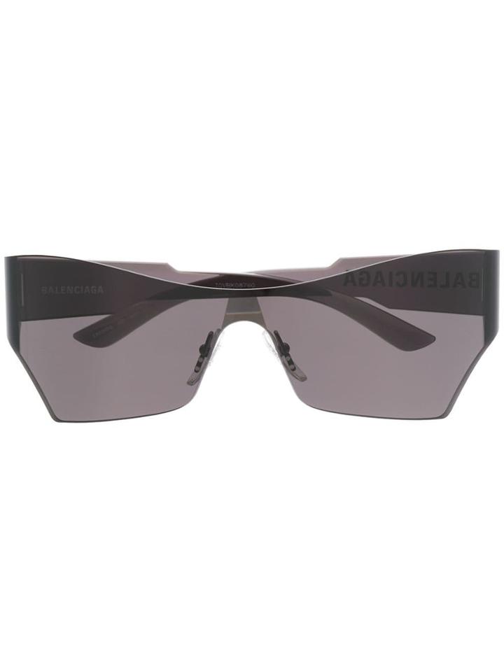 Balenciaga Eyewear Structured Logo Print Sunglasses - Black