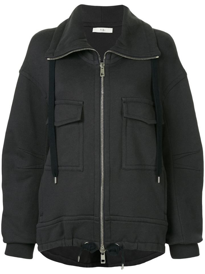 Tibi Fleece Sweatshirt Jacket - Black
