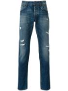 Dolce & Gabbana Distressed Straight Jeans, Men's, Size: 50, Blue, Cotton