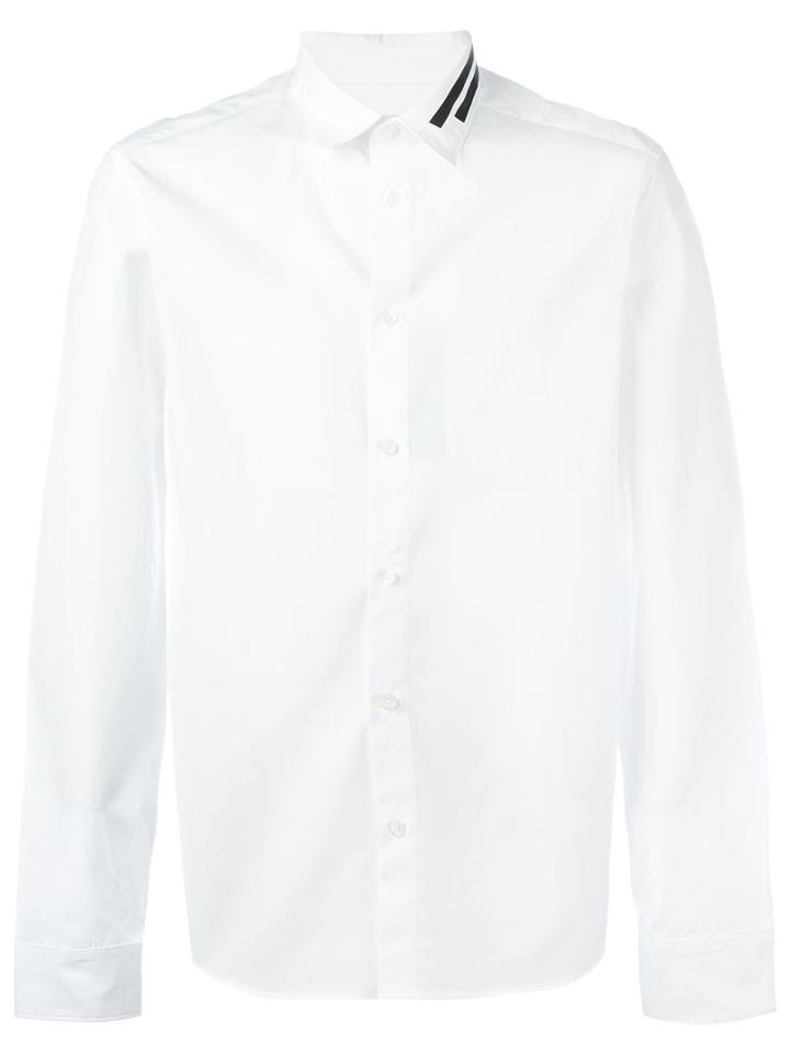 Kenzo Striped Collar Shirt, Men's, Size: 43, White, Cotton
