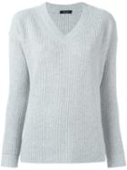 Roberto Collina V-neck Sweater, Women's, Size: Large, Grey, Cashmere/merino