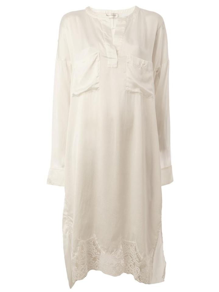 Faith Connexion Lace Detail Long Shift Blouse, Women's, Size: Xs, White, Silk/cotton/polyamide