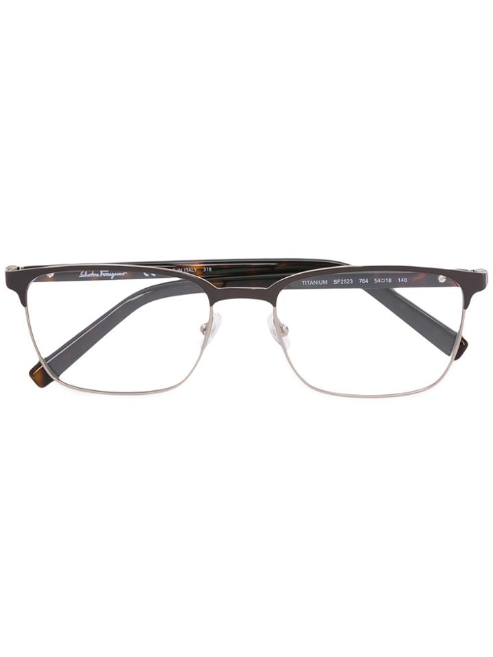 Salvatore Ferragamo Round Frame Glasses - Brown