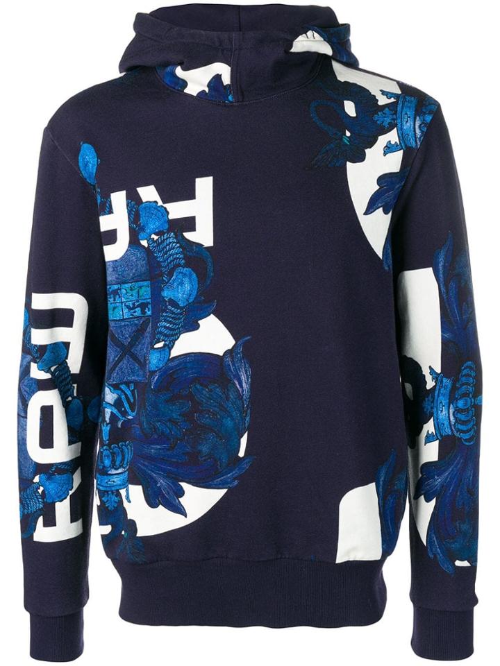 G-star Raw Research Crest Print Hooded Sweatshirt - Blue