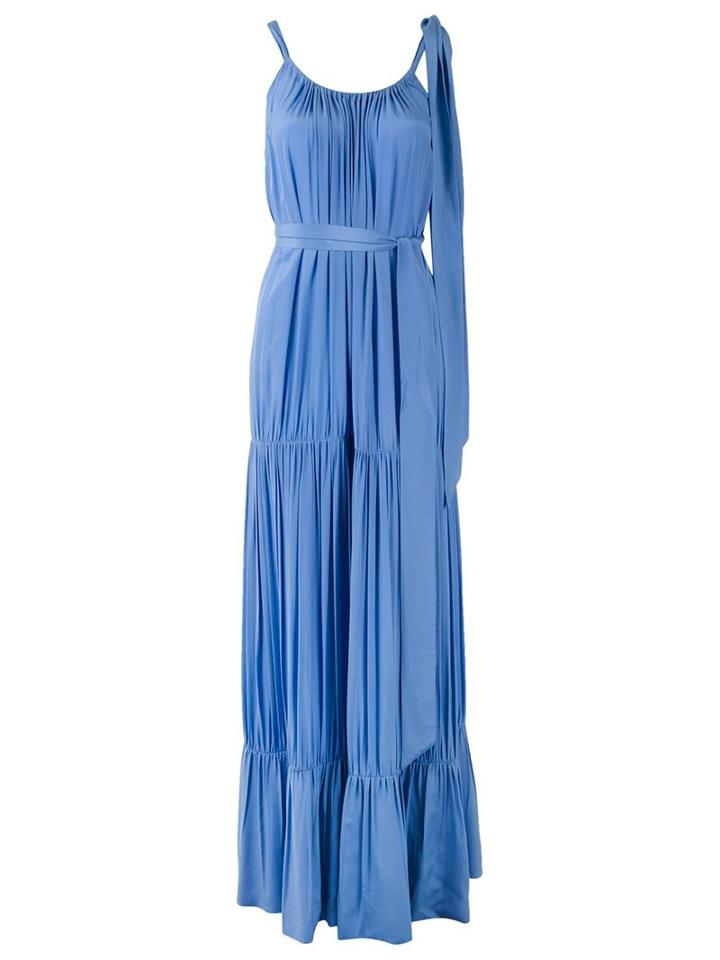 Reinaldo Lourenço Draped Dress, Women's, Size: 42, Blue, Silk