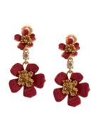 Oscar De La Renta Delicate Flower Drop Earrings - Gold