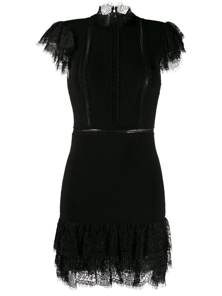 Alice+olivia Mini Dress With Lace Trim - Black