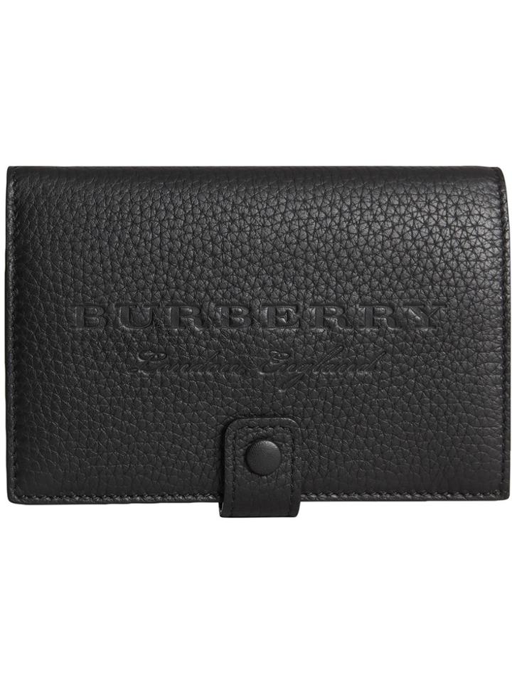 Burberry Embossed Grainy Leather Folding Wallet - Black