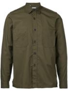 Estnation - Chest Pockets Shirt - Men - Cotton/linen/flax - M, Green, Cotton/linen/flax