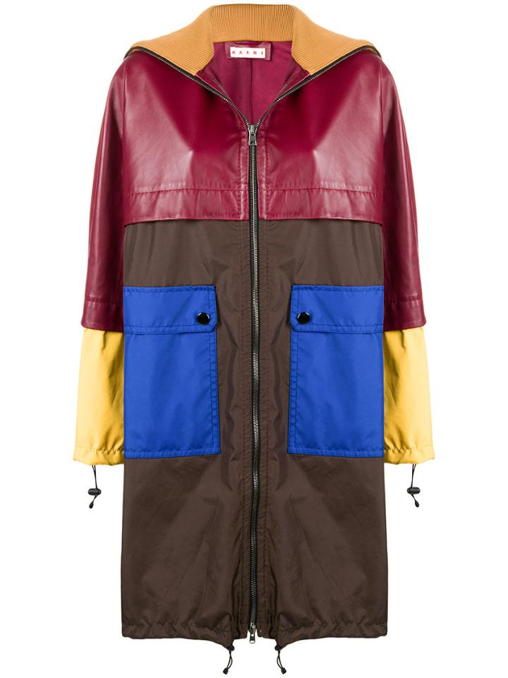 Marni Colour Block Midi Coat - Brown